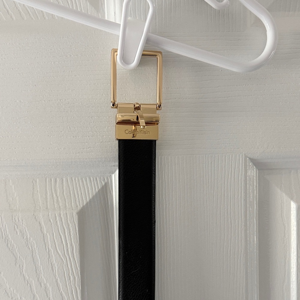 Calvin Klein Black and Brown reversible Belt with Gold Buckle